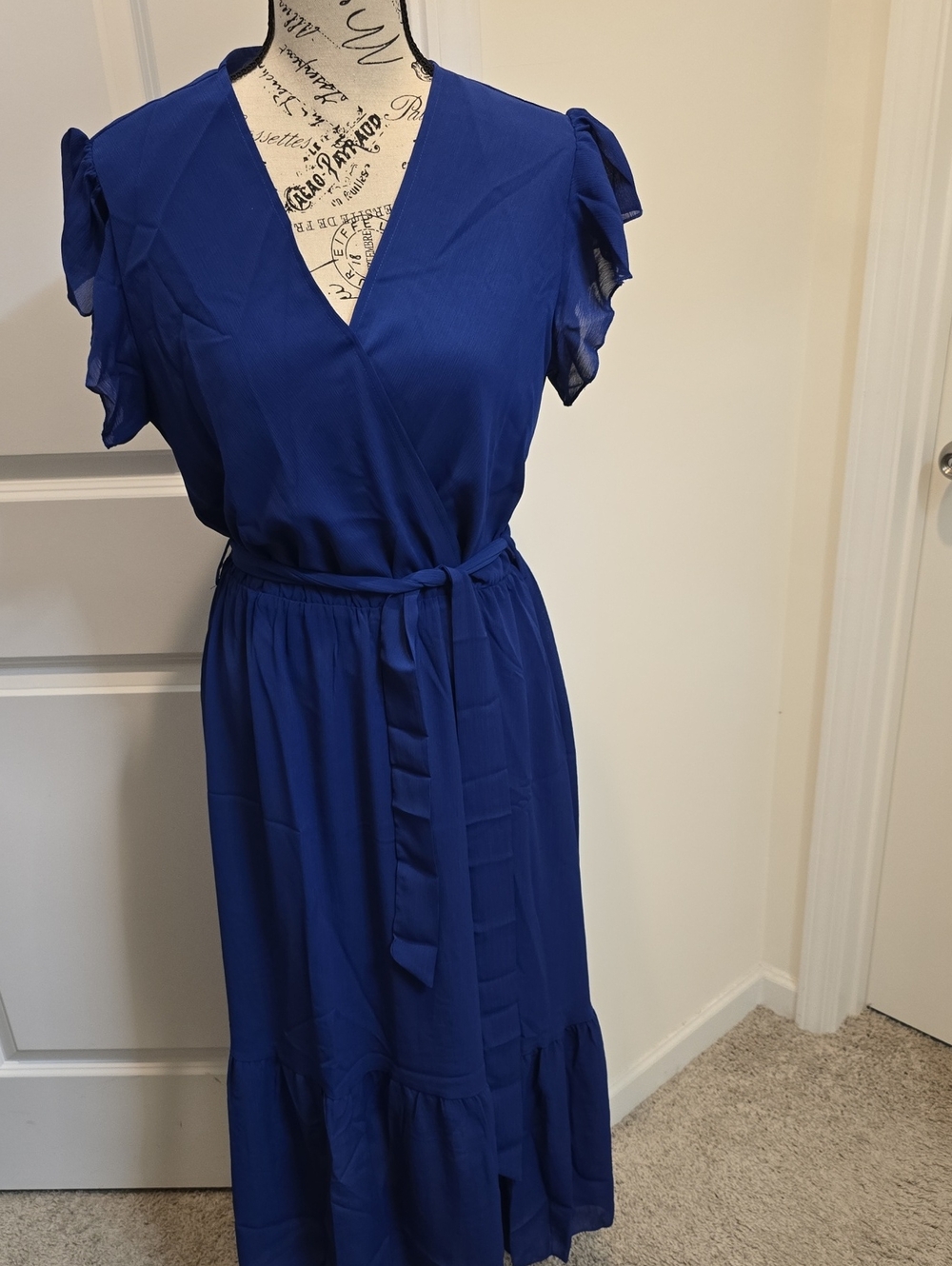 PrettyGarden Classic Wrap Maxi Dress in Royal Blue